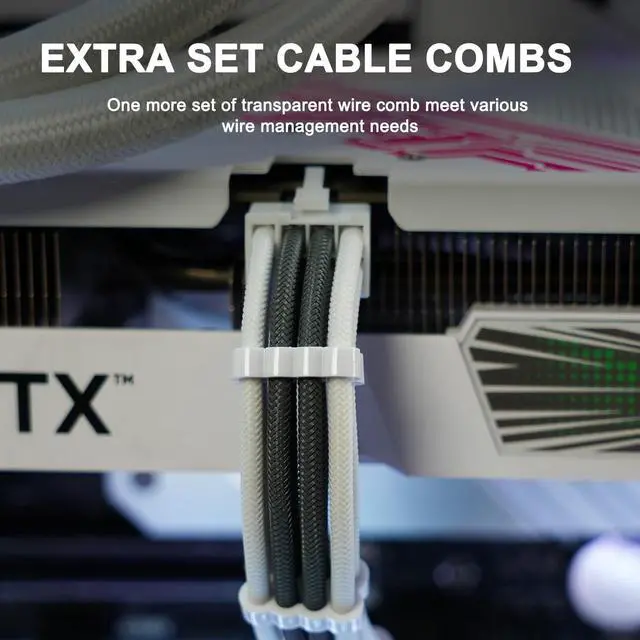 Alt view image 3 of 5 - Sirlyr PSU Cable Extension Set - Soft Nylon Sleeved PC Cables,24Pin ATX 8Pin EPS 8 Pin PCI-E,Gold-Plated Pins for GPU Power Supply with Pre-Install Wire Combs Gray White,5 Kits