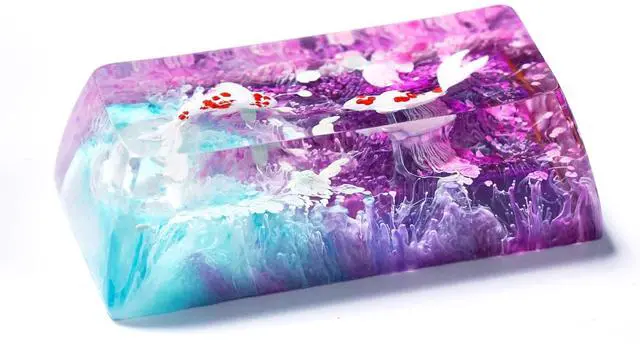 Alt view image 3 of 5 - Random Koi Fish Backspace Artisan Keycap Ocean Coral Reef SA Profile Custom Keycaps 2U Backspace Handmade Gaming Resin Key Cap Cherry MX Switch Compatible Mechanical Keyboard Koi Lover Gift