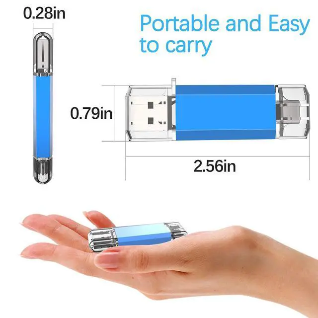 Alt view image 2 of 5 - TOPESEL 256GB OTG Flash Drives USB C Thumb Drive Dual Type C USB 3.0 Memory Stick for USB-C Smartphones, Tablets & New MacBook, Blue