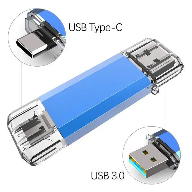 Alt view image 3 of 5 - TOPESEL 256GB OTG Flash Drives USB C Thumb Drive Dual Type C USB 3.0 Memory Stick for USB-C Smartphones, Tablets & New MacBook, Blue