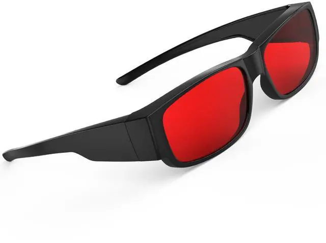 Main image of Bloomoak 99% Fit Over Blue Light Blocking Glasses for Sleeping-Red/Amber Lens AntiGlare Coating for Zoom Meetings (Red - 100% Blue Light (Night/Sleep), M (60 * 41mm))