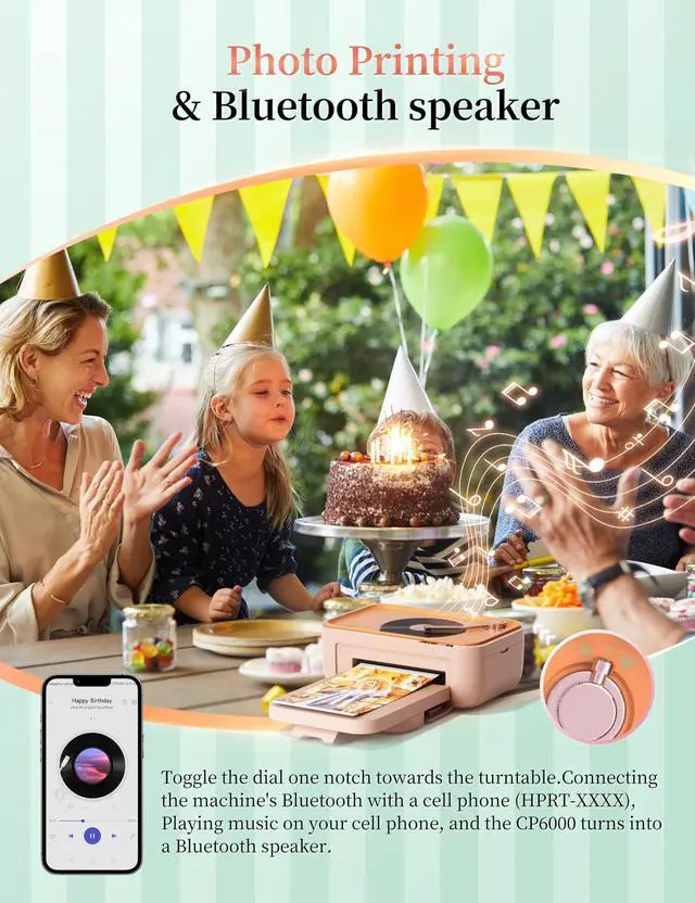 Alt view image 2 of 5 - HPRT Photo Printer 4x6,+20 Sheets&1Ribbon Pink, Audio Function Wi-Fi Wireless Photo Printers, Portable Instant Picture Printer for iPhone, Android, Thermal Dye-Sublimation, AR Video Printing