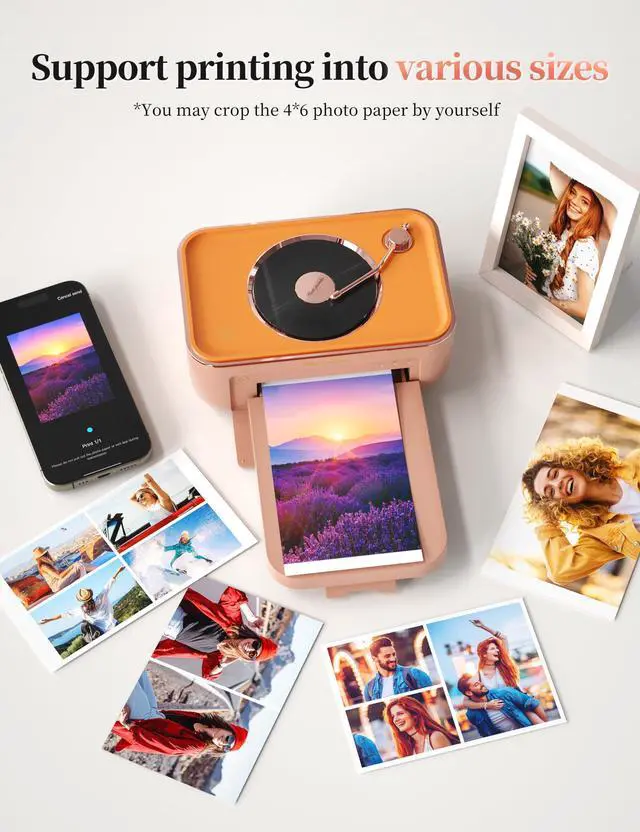 Alt view image 5 of 5 - HPRT Photo Printer 4x6,+20 Sheets&1Ribbon Pink, Audio Function Wi-Fi Wireless Photo Printers, Portable Instant Picture Printer for iPhone, Android, Thermal Dye-Sublimation, AR Video Printing