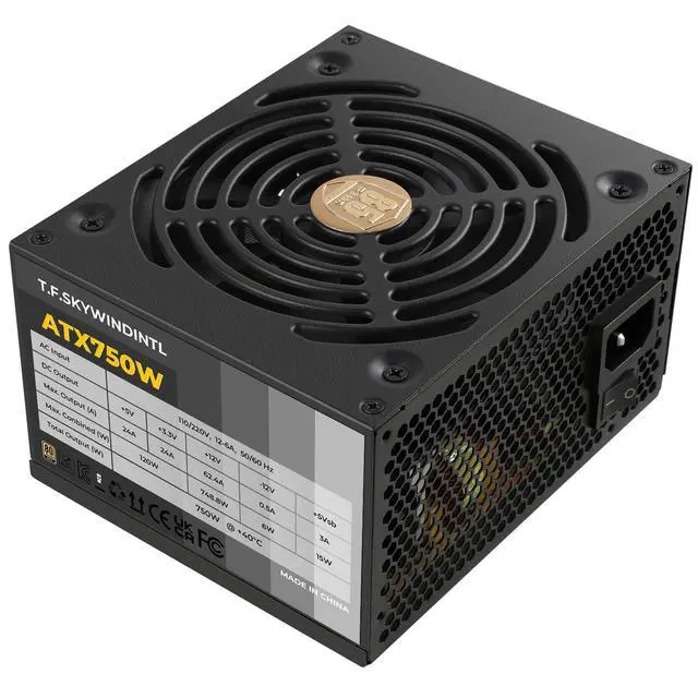 Main image of Power Supply 750W PSU Gold Non Modular Standard ATX Form Factor 24Pin Dual CPU Connectors for Desktop Gaming PC
