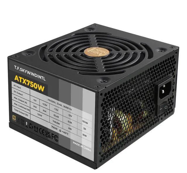 Alt view image 4 of 5 - Power Supply 750W PSU Gold Non Modular Standard ATX Form Factor 24Pin Dual CPU Connectors for Desktop Gaming PC