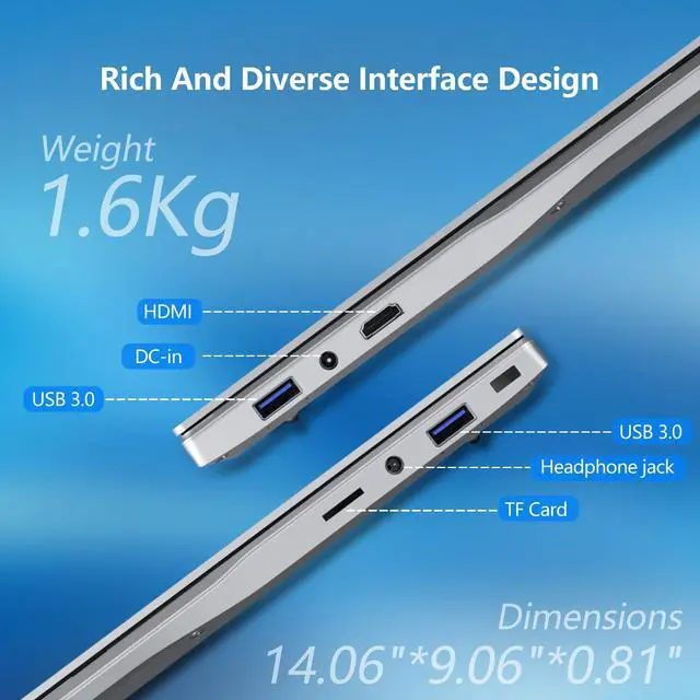 Alt view image 5 of 5 - 15.6 inch Laptop Computer,N150 Quad-Core Processor(Up to 3.6GHz), Traditional Laptop 16GB RAM 1TB SSD, Backlit Keyboard,Fingerprint Unlock,FHD 1920 * 1080,Win 11 Pro,laptops for Gaming,WiFi 5,BT 4.2