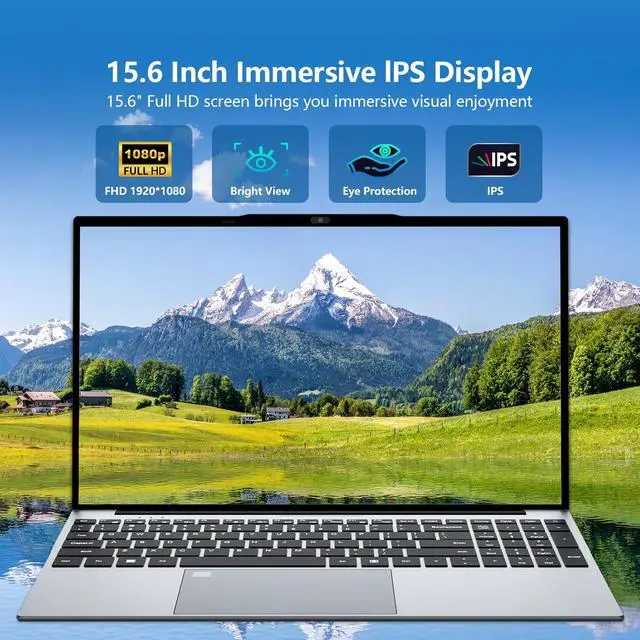 Alt view image 3 of 5 - 15.6 inch Laptop Computer,N150 Quad-Core Processor(Up to 3.6GHz), Traditional Laptop 16GB RAM 1TB SSD, Backlit Keyboard,Fingerprint Unlock,FHD 1920 * 1080,Win 11 Pro,laptops for Gaming,WiFi 5,BT 4.2