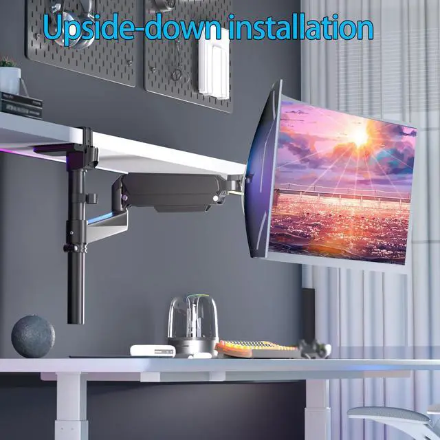 Alt view image 5 of 5 - GUZHIKU Monitor Arm for 17 to 60 inch, Hold 44 lbs, Fully Adjustable Heavy Duty Desk Mount, Monitor Stand Fit 57 55 49", Ultrawide Monitors Bracket Clamp/Grommet Base VESA 75x75/100x100, Black,H9B