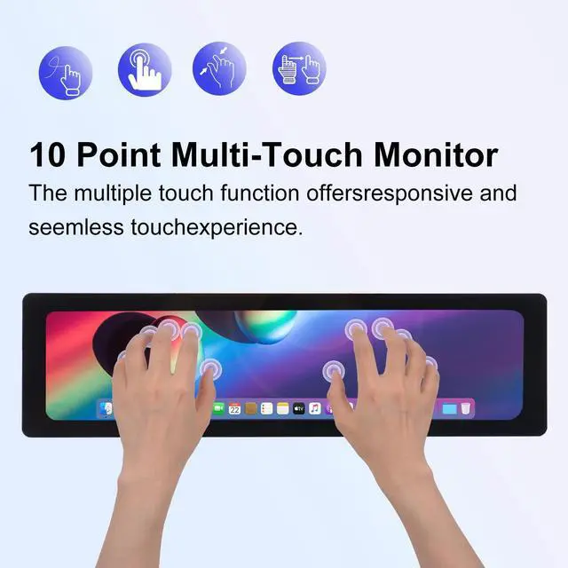 Alt view image 4 of 5 - GeeekPi 11.26 inch 1920x440 HDMI LCD Capacitive Touch Screen for Raspberry Pi 5/4B/3B+/3B