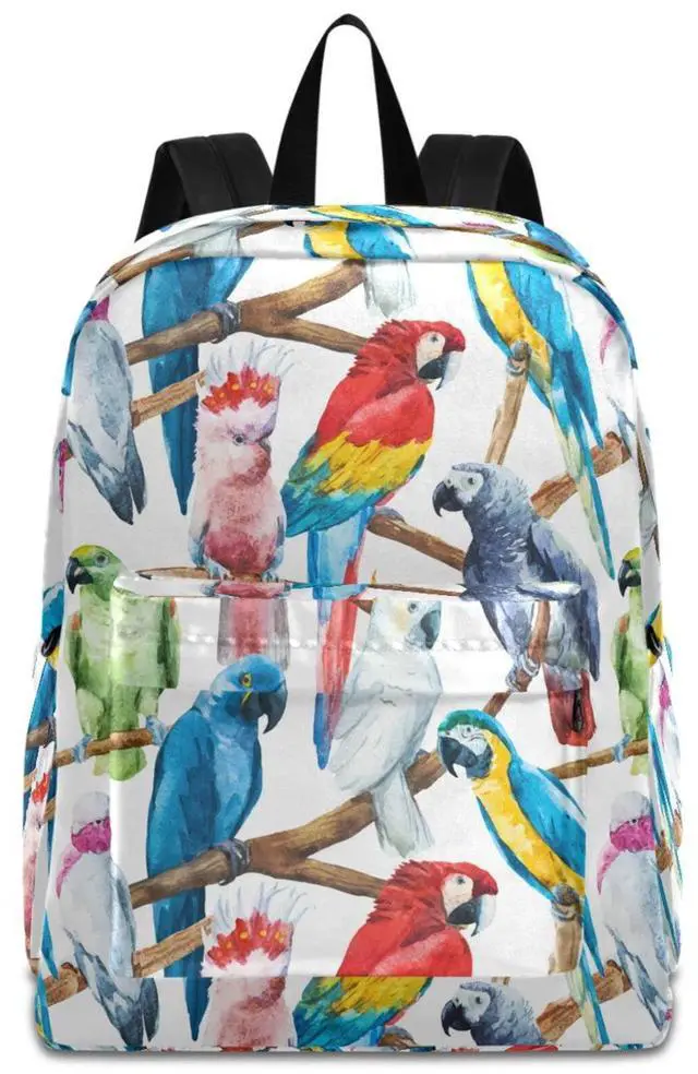 Main image of ZzWwR Watercolor Colors Parrots Pattern Unisex Travel Laptop Backpack Durable Large Computer Bag Ideal for Back to School Bookbags Work