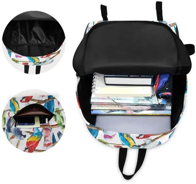 Alt view image 4 of 5 - ZzWwR Watercolor Colors Parrots Pattern Unisex Travel Laptop Backpack Durable Large Computer Bag Ideal for Back to School Bookbags Work