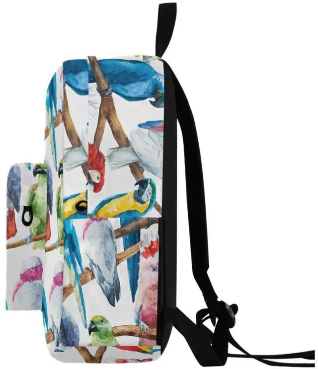 Alt view image 5 of 5 - ZzWwR Watercolor Colors Parrots Pattern Unisex Travel Laptop Backpack Durable Large Computer Bag Ideal for Back to School Bookbags Work