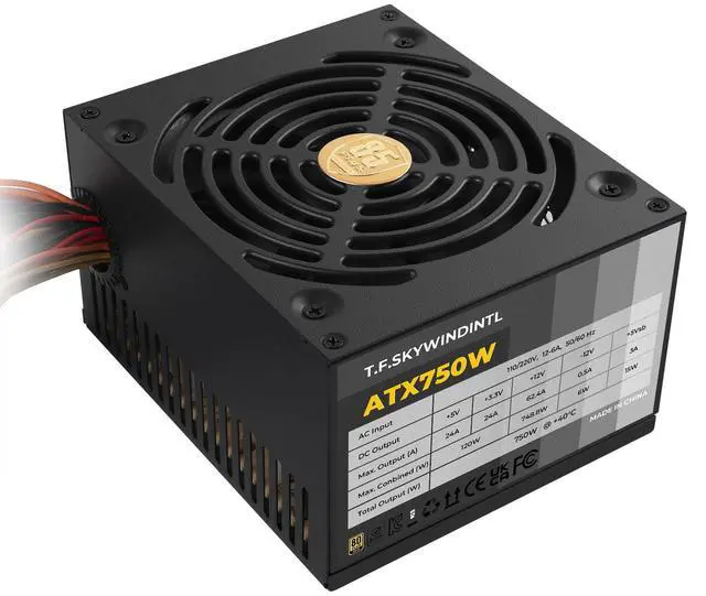 Alt view image 5 of 5 - Power Supply 750W PSU Gold Non Modular Standard ATX Form Factor 24Pin Dual CPU Connectors for Desktop Gaming PC