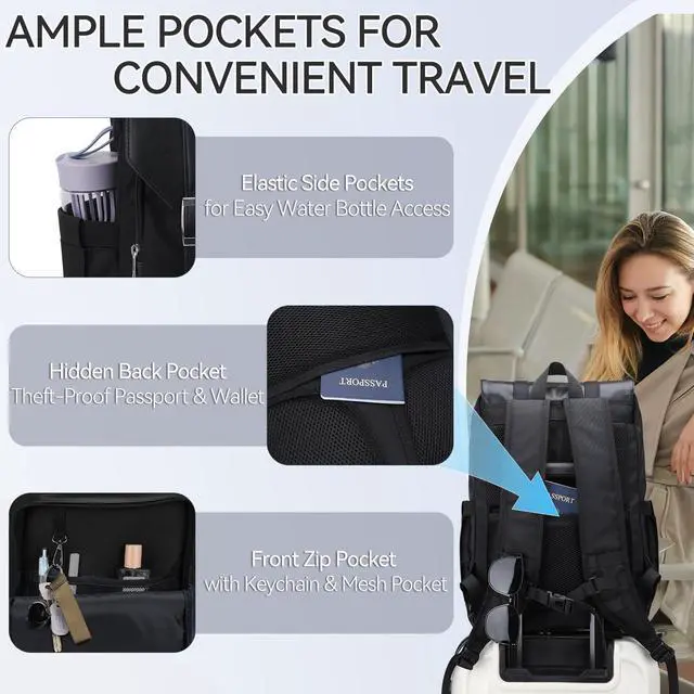 Alt view image 4 of 5 - VX VONXURY Backpack for Women,15.6 Inch Laptop Bag Water Resistant Anti-theft Backpack for Work Travel Teacher