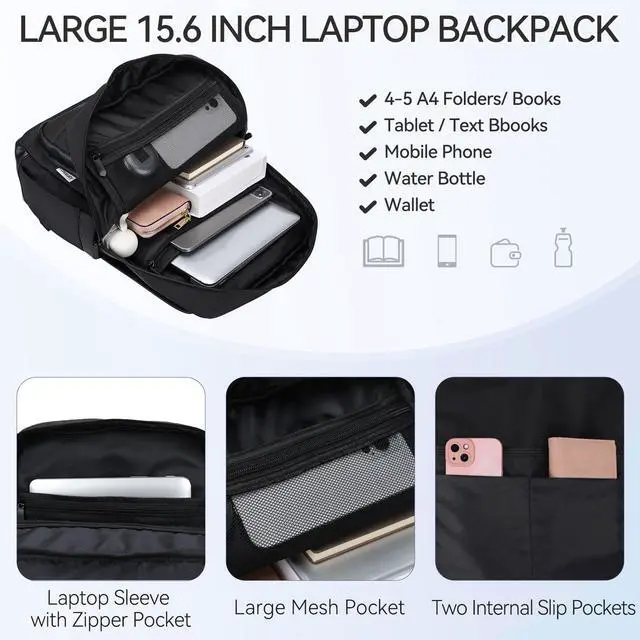 Alt view image 5 of 5 - VX VONXURY Backpack for Women,15.6 Inch Laptop Bag Water Resistant Anti-theft Backpack for Work Travel Teacher