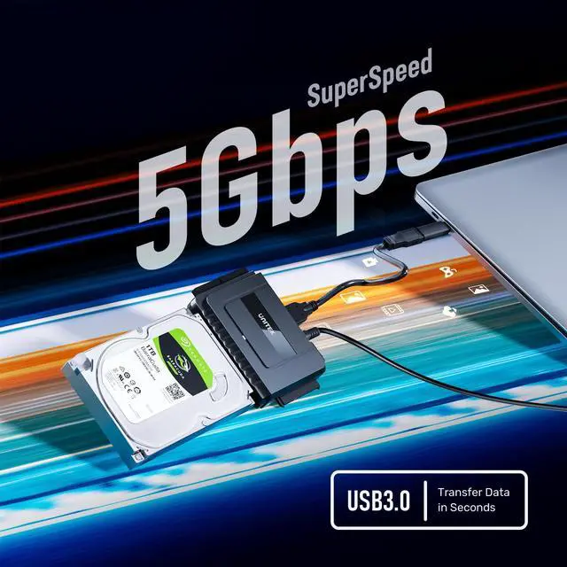 Alt view image 5 of 5 - Unitek USB C to SATA IDE Adapter - External Hard Drive Adapter Converter Kit for Universal 2.5/3.5 inch HDD/SSD Hard Drive Disk, DVD-ROM/CD-ROM/CD-RW, with USB A Connector & 12V/2A Power Adapter