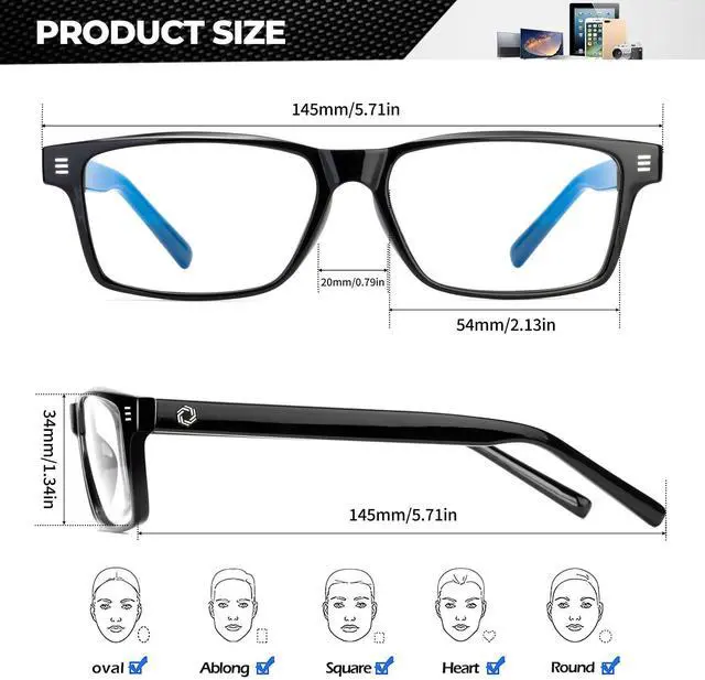 Alt view image 4 of 5 - ANYLUV Blue Light Glasses Men Woman, Blue Light Blocking Glasses for Computer Gaming, Eye Strain Relief Eye Protection