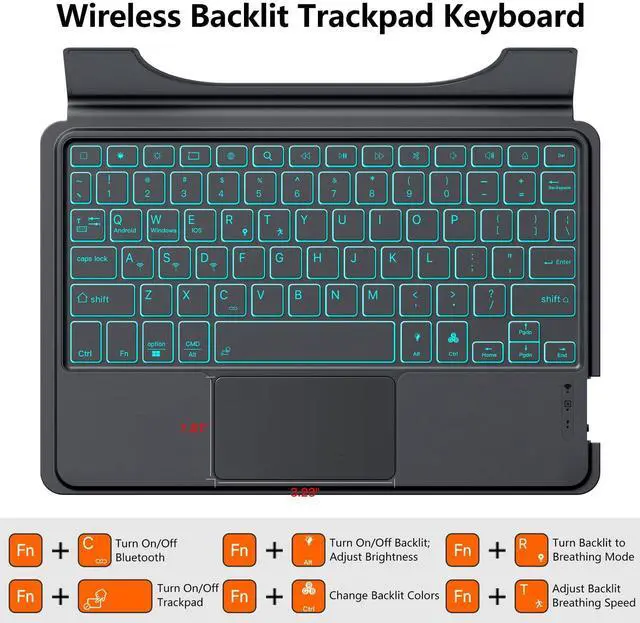 Alt view image 4 of 5 - JUQITECH Trackpad Keyboard Case for Google Pixel Tablet 11 inch 2023, Backlit Magnetic Detachable Wireless Keyboard Adjustable Viewing Angle Kickstand Soft Protective Cover Case work with Speaker Dock