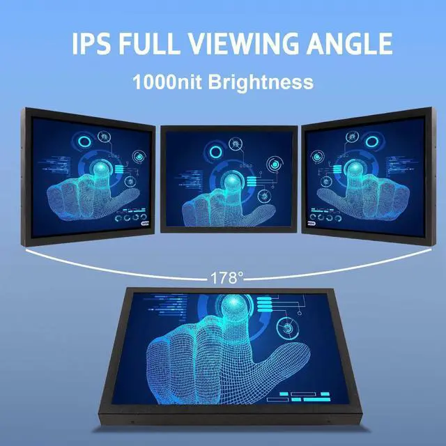 Alt view image 2 of 5 - VSDISPLAY 15 Inch 1000 Nits High Brightness Touch Screen LCD Monitor 1024x768 IPS Outdoor Industrial Display with H/D DVI VGA Video Input