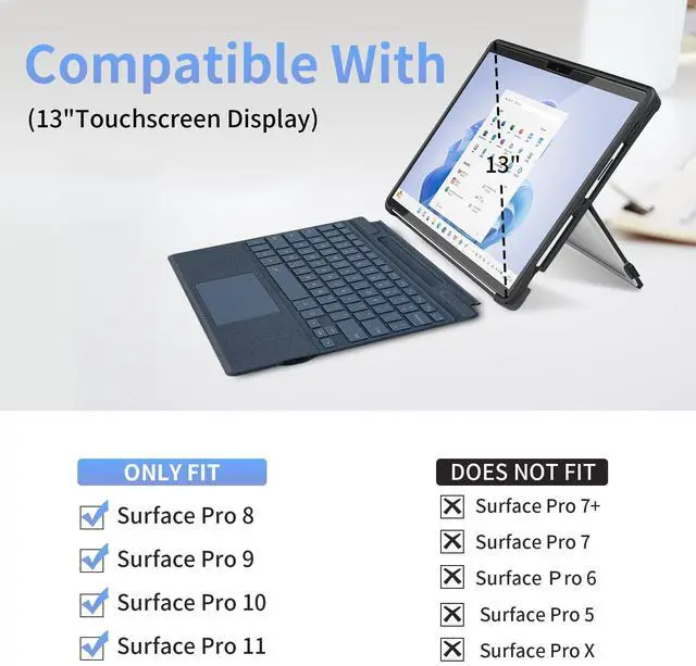 Alt view image 2 of 5 - SSS·GRGB Case Updated Version fit Microsoft Surface Pro 11 /Surface Pro 10 /Surface Pro 9 /Surface Pro 8 13-Inch, All-in-one Rugged Case Compatible with Type Cover Keyboards, Transparent