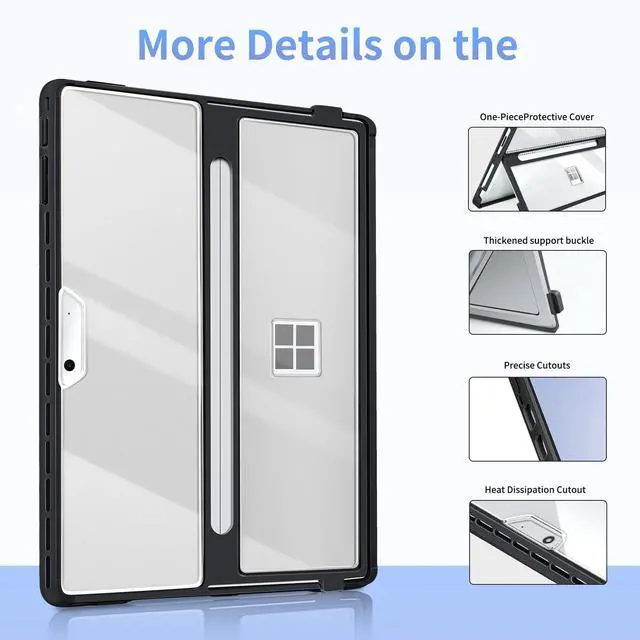 Alt view image 5 of 5 - SSS·GRGB Case Updated Version fit Microsoft Surface Pro 11 /Surface Pro 10 /Surface Pro 9 /Surface Pro 8 13-Inch, All-in-one Rugged Case Compatible with Type Cover Keyboards, Transparent