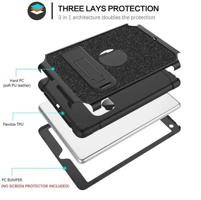 Alt view image 2 of 5 - YINLAI Case for iPad 6th Generation, iPad 5th Generation Case,iPad 9.7 Case,Glitter Women Hybrid Shockproof Drop Protection Cover with Kickstand iPad 9.7 inch iPad Air2 A1893/A1954/A1822/A1823,Black