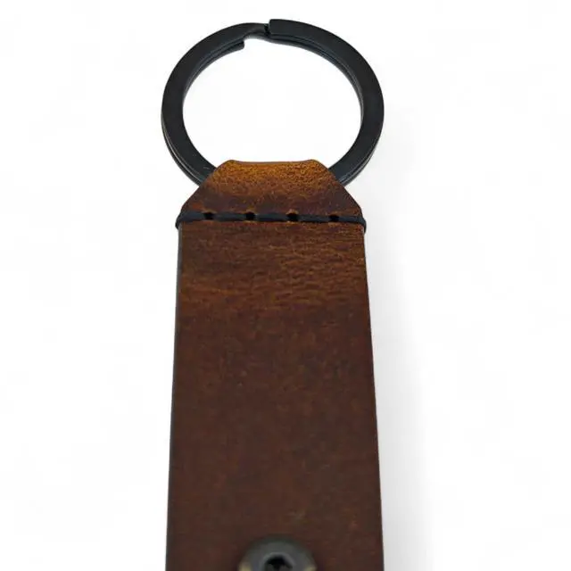 Alt view image 5 of 5 - Leather Case for YubiKey 5 NFC and 5C NFC, Protector Yubico, Flip Cover Security Key, Keychain Holder with Metal Ring, 9 colors (Brown)