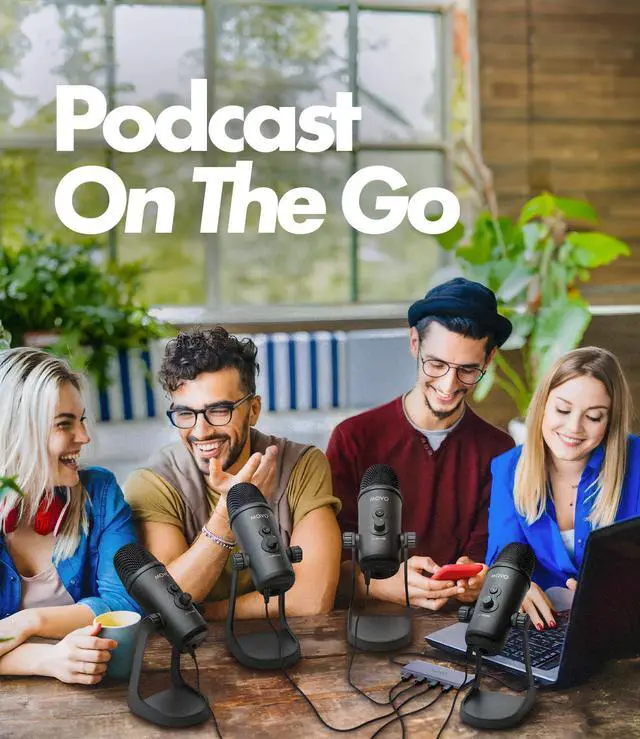 Alt view image 4 of 5 - Movo USB Podcast Equipment Bundle for 4  USB Interface with 4 UM700 Condenser Microphones  4-Port Powered Hub for Streaming, Podcasting, Interviews