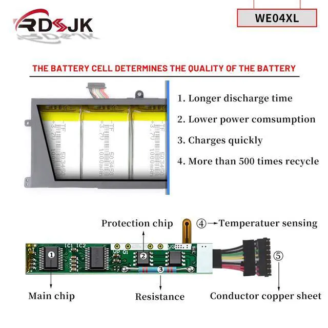 Alt view image 4 of 5 - WE04XL Laptop Battery for HP X360 Spectre 14-EU 2-IN-1 14T-EU000 Envy X360 16-AC 16-AD 2-in-1 Series, for HP Pavilion Plus 14-EW 14-EY 16-AB 16T-AB 16-AC 16-AD N66427-001 N39857-005 N39817-CF1 68Wh