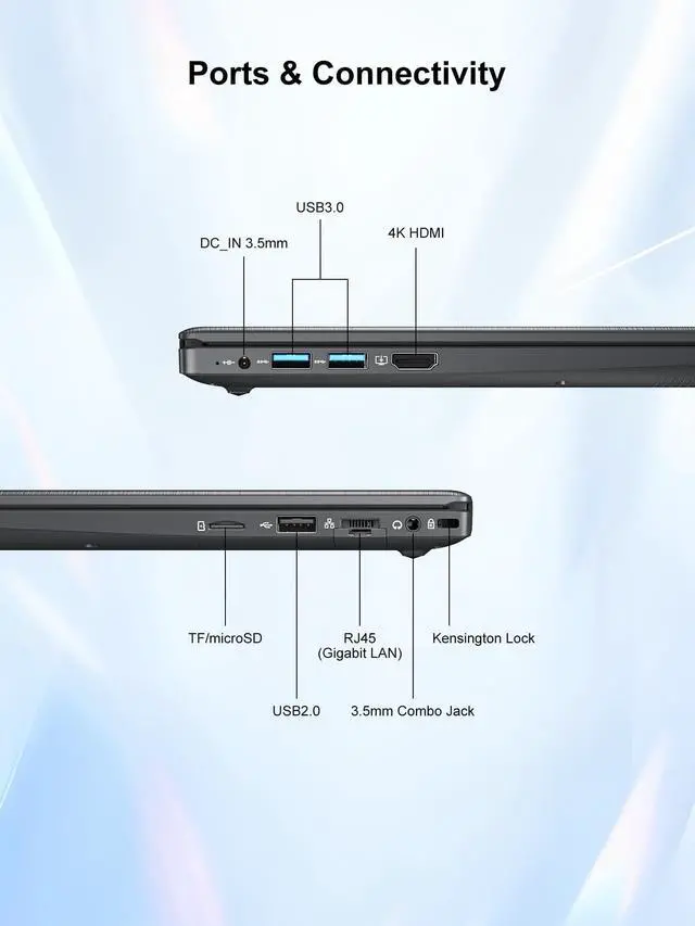 Alt view image 2 of 5 - Zrasu W11 Pro Laptop 8GB LPDDR4 RAM 256GB SATA SSD, Celeron N4020, Gigabit LAN4K HD, WI-FI5, Bluetooth5.0, 14'' Computer FHD IPS Thin Laptop for Student Home