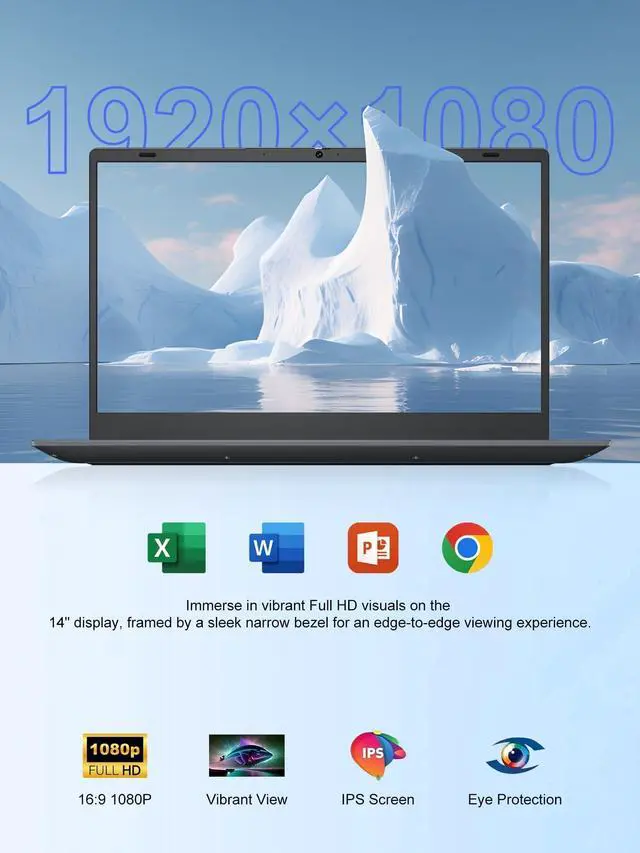 Alt view image 5 of 5 - Zrasu W11 Pro Laptop 8GB LPDDR4 RAM 256GB SATA SSD, Celeron N4020, Gigabit LAN4K HD, WI-FI5, Bluetooth5.0, 14'' Computer FHD IPS Thin Laptop for Student Home