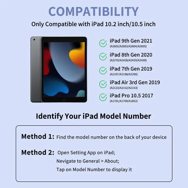 Alt view image 2 of 5 - KBCASE Keyboard Case for iPad 9th/8th/7th Generation 2021/2020/2019, Compatible with iPad Air 3/Pro 10.5, Detachable Bluetooth Keyboard Case with Pencil Holder (Black)