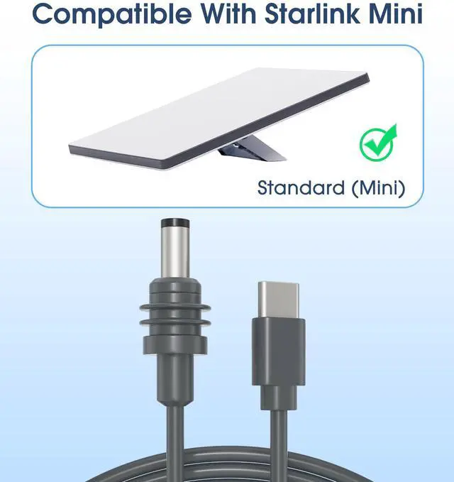Alt view image 2 of 5 - Starlink Mini Cable, USB-C to DC Power Max 100W USB Type-C Input, Waterproof and Durable Starlink Mini USB Cord (30M/98.4FT)