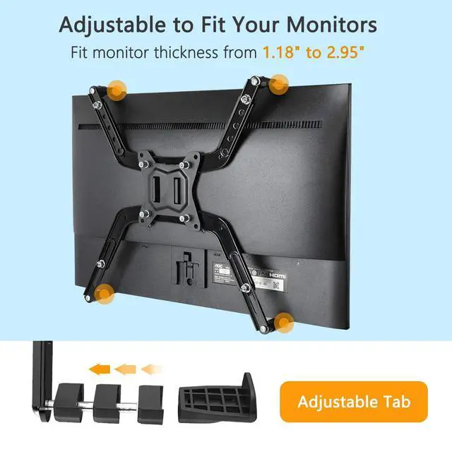 Alt view image 3 of 5 - HUANUO Universal VESA Mount Adapter Kit, Non-VESA Adapter for 17 to 27 Inch Monitor Screens to 75x75 VESA Mount