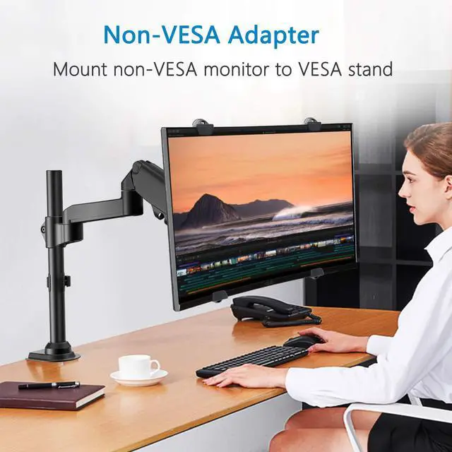 Alt view image 4 of 5 - HUANUO Universal VESA Mount Adapter Kit, Non-VESA Adapter for 17 to 27 Inch Monitor Screens to 75x75 VESA Mount