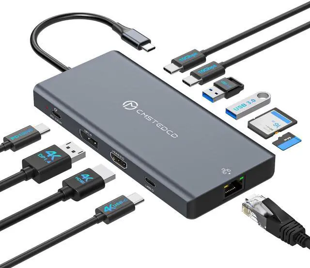 Main image of JCYMELE USB C Laptop Docking Station 3 Monitors with DisplayPort 4K@120Hz HDMI 4K@60Hz USBC 4K@60Hz, 12 in 1 Thunderbolt Hub with USB A 3.0, USB C 3.2