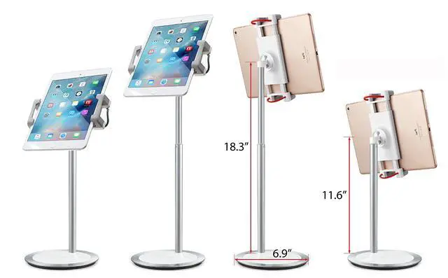Alt view image 3 of 5 - idee PTS02W Height & Angle Adjustable Commercial Graded Aluminum Table Stand for iPads Tablets and Smart Phones, 360 Degree Rotate Mount Designed for Store POS, Office & Home Desktop and more