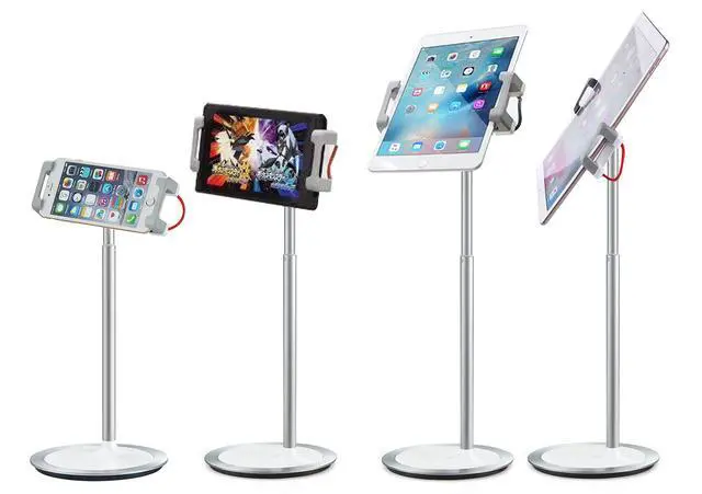 Alt view image 5 of 5 - idee PTS02W Height & Angle Adjustable Commercial Graded Aluminum Table Stand for iPads Tablets and Smart Phones, 360 Degree Rotate Mount Designed for Store POS, Office & Home Desktop and more