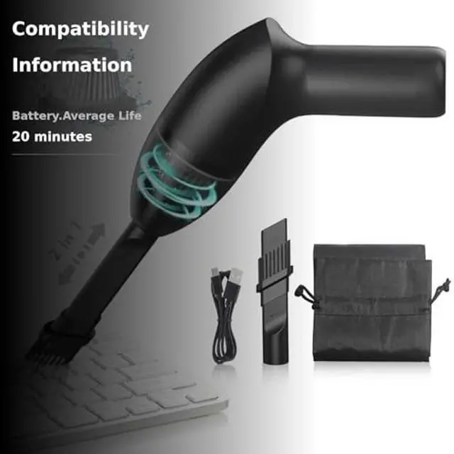 Alt view image 4 of 5 - EASYOB Keyboard Cleaner|Mini Vacuum for Desk, Handheld Cordless Computer Vacuum Rechargeable (with LED Light) for Cleaning Hairs, Crumbs for Desktop, Piano, Car Interior & Sewing Machine Clean [A043]