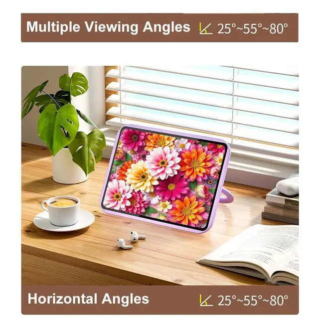 Alt view image 5 of 5 - Bcov Case for iPad (A16) 11th Gen 11-inch 2025,Beautiful Flowers Pattern 360 Rotating Stand Drop Protection Shockproof Protective Case Cover for iPad 10th Gen 10.9-inch 2022