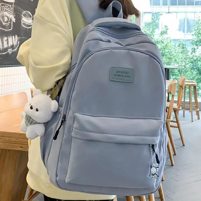 Alt view image 2 of 5 - ALTALIVA Nylon Kawaii Water-Resistant Lightweight Backpack for Women Cute Laptop Daypack Traveling Daily Bag (Blue)