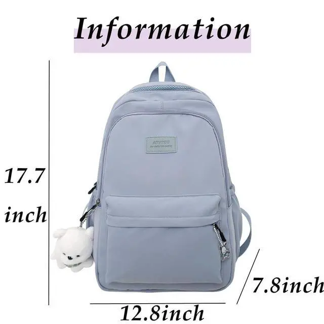 Alt view image 3 of 5 - ALTALIVA Nylon Kawaii Water-Resistant Lightweight Backpack for Women Cute Laptop Daypack Traveling Daily Bag (Blue)