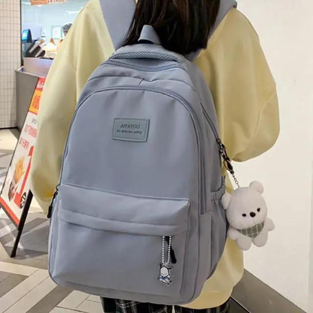 Alt view image 4 of 5 - ALTALIVA Nylon Kawaii Water-Resistant Lightweight Backpack for Women Cute Laptop Daypack Traveling Daily Bag (Blue)