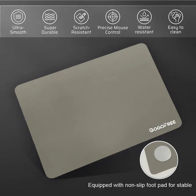 Alt view image 4 of 5 - Hard Gaming Mouse Pad, Professional Esport Tempered Glass Mouse Mat Ultra-Smooth Micro-Etched Surface for Top Speed and Control (Gray, 19.7L x 15.8W inches)