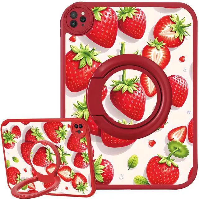 Main image of Bcov Case for iPad (A16) 11th Gen 11-inch 2025,Red Strawberry 360 Rotating Stand Drop Protection Shockproof Protective Case Cover for iPad 10th Gen 10.9-inch 2022