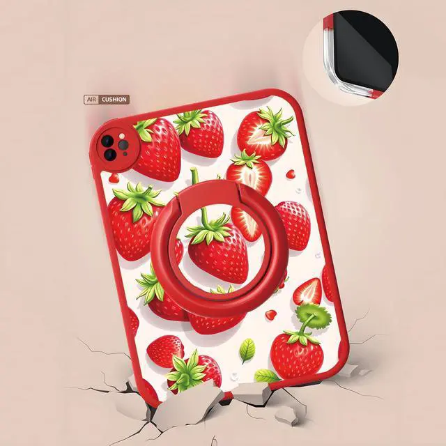Alt view image 3 of 5 - Bcov Case for iPad (A16) 11th Gen 11-inch 2025,Red Strawberry 360 Rotating Stand Drop Protection Shockproof Protective Case Cover for iPad 10th Gen 10.9-inch 2022