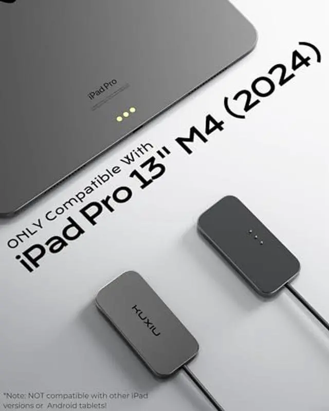 Alt view image 3 of 5 - KU XIU Magnetic Wireless Charger for iPad Pro 13" M4/M5 ONLY, 35W Fast Charging Smart Connector Charger, Aluminum Alloy Wireless Charging Pad with 5.56ft USB-C Cord Cable (Adapter Not Included)