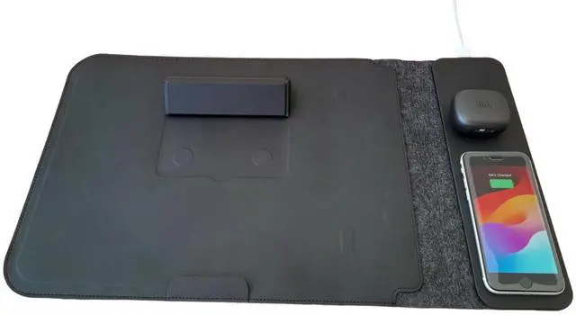 Main image of 4 in 1 Laptop Sleeve with Wireless Charging 13"-17" Slim-Flexible Case, Mousepad, Surface Mat. Charge 2 Devices at Once USB-C Port, Compatible with MacBook air, Earbuds/iPhone/Android (019)