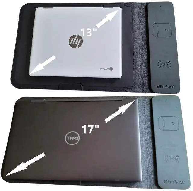 Alt view image 3 of 5 - 4 in 1 Laptop Sleeve with Wireless Charging 13"-17" Slim-Flexible Case, Mousepad, Surface Mat. Charge 2 Devices at Once USB-C Port, Compatible with MacBook air, Earbuds/iPhone/Android (019)