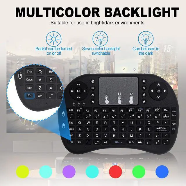 Alt view image 4 of 5 - XHQHSZ Mini Keyboard Remote Control with Touchpad Mouse, 2.4GHz Wireless USB Dongle, RGB Backlit, for Android TV Box, Smart TV, PC, Laptop, Windows OS, HTPC, Home Theater PC